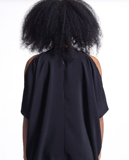 Oversized Cold Shoulder Top in Black| Shiva