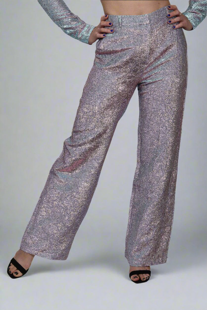 Wide Leg Trousers in Iridescent fabric |  Jenna