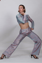 Wide Leg Trousers in Iridescent fabric |  Jenna