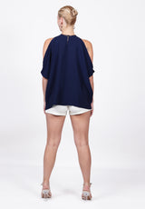 Oversized Cold Shoulder Top in Navy| Shiva