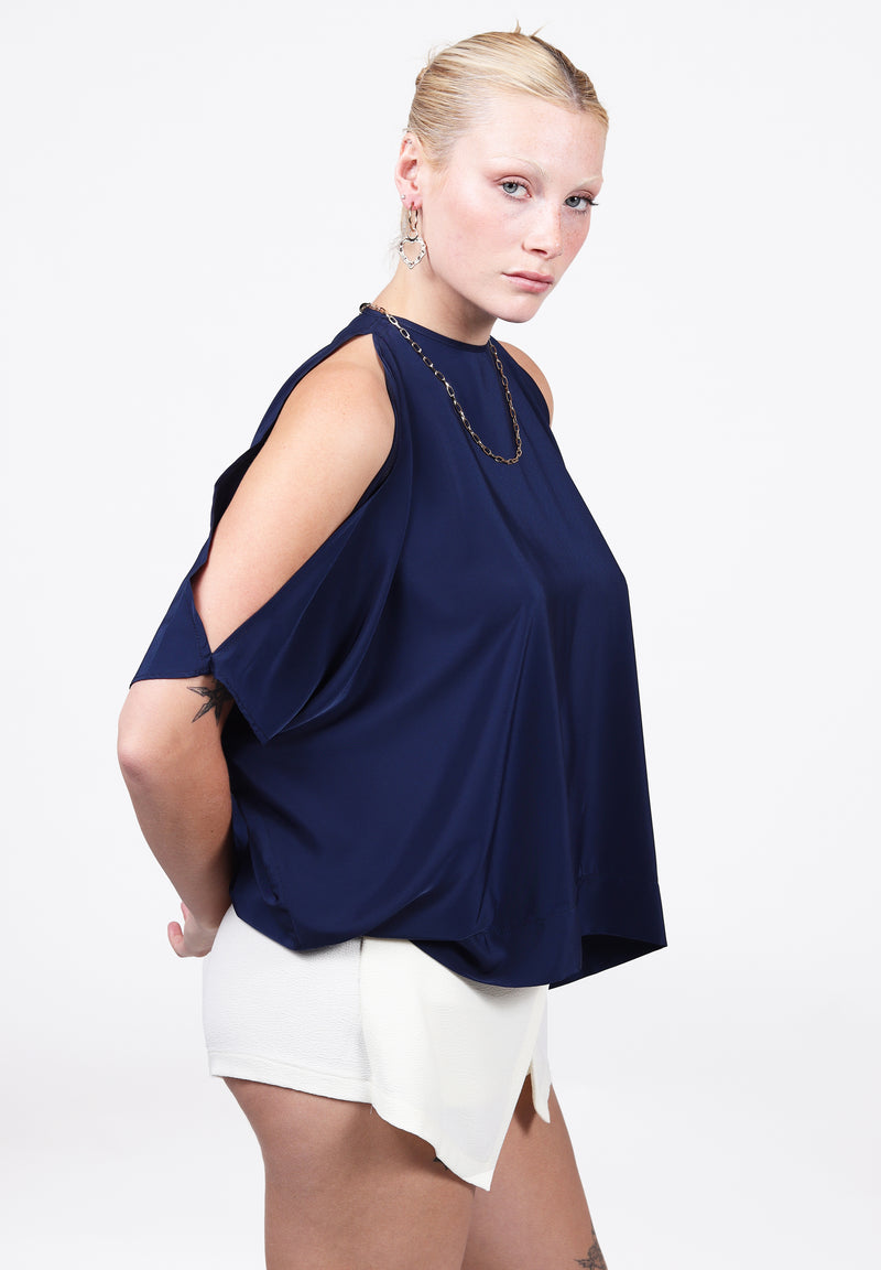 Oversized Cold Shoulder Top in Navy| Shiva