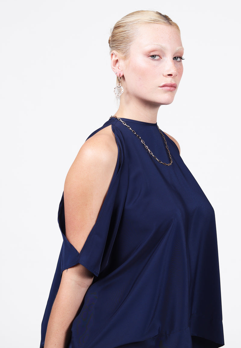 Oversized Cold Shoulder Top in Navy| Shiva