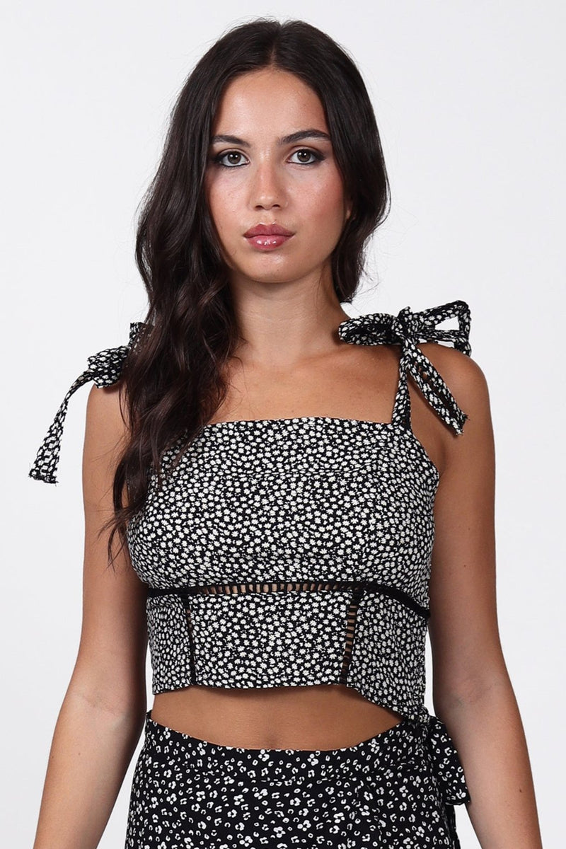 Spaghetti Strap Crop top Ditsy Daisy Print | Suna