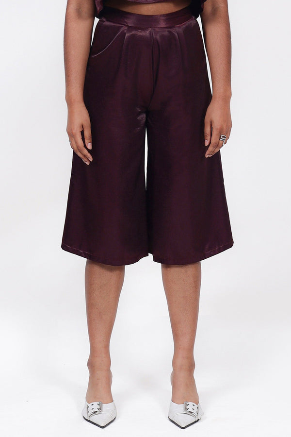 Burgundy Satin Co-Ord Culottes | Sepid