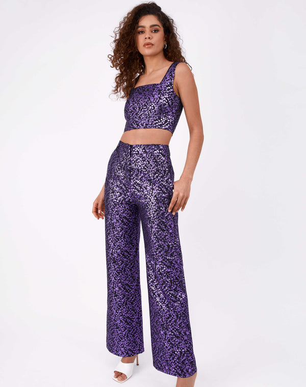 Holly Purple Glitter Jacquard Trouser