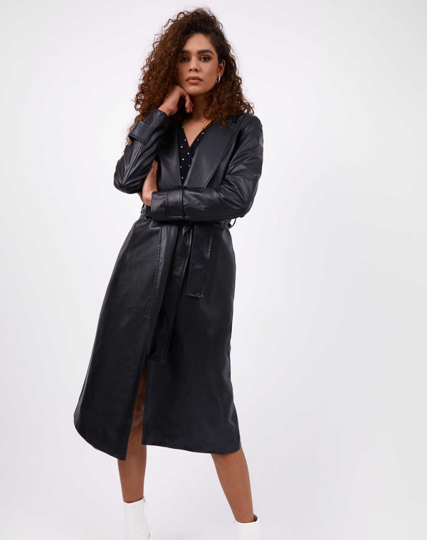 Leather Coat Faux With Belt