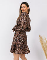 Belted Mini Dress in Leopard Print | Dinah