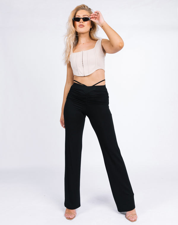 Florence Ruched Bum Trousers in Black