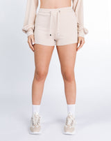 Ribbed Knit Shorts in Cream | Becky