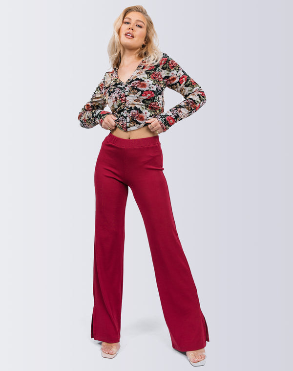 Wide Leg Trousers in Raspberry