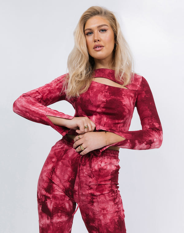 Reign Red Tie Dye Cut Out Top